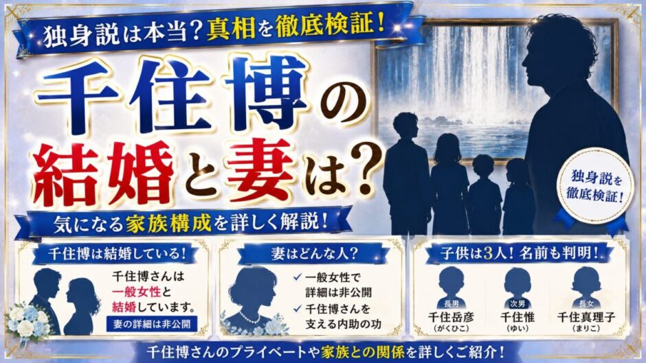 千住博の結婚と妻は？独身説を徹底検証！子供3人の名前も判明