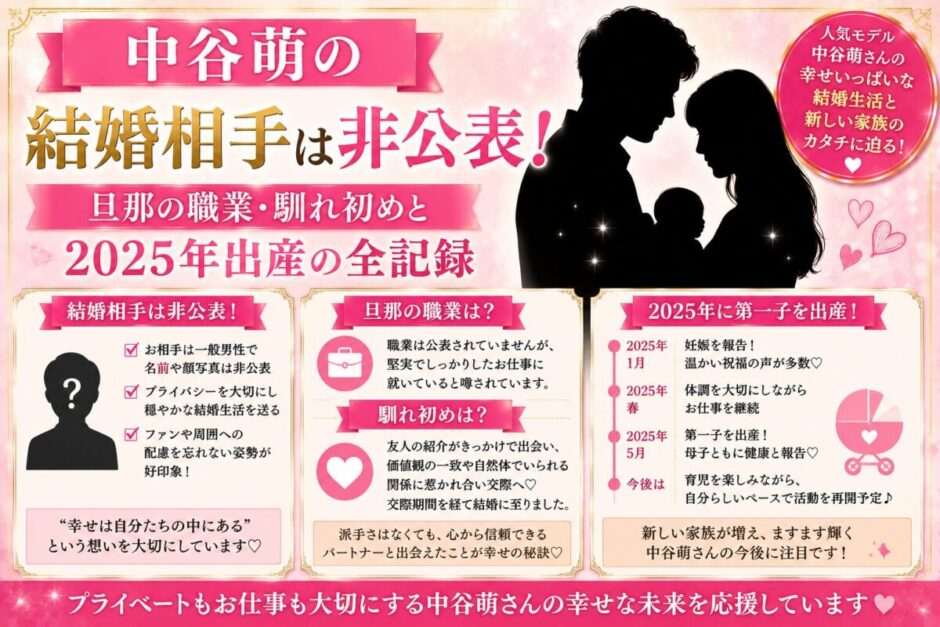 中谷萌の結婚相手は非公表！旦那の職業・馴れ初めと2025年出産の全記録