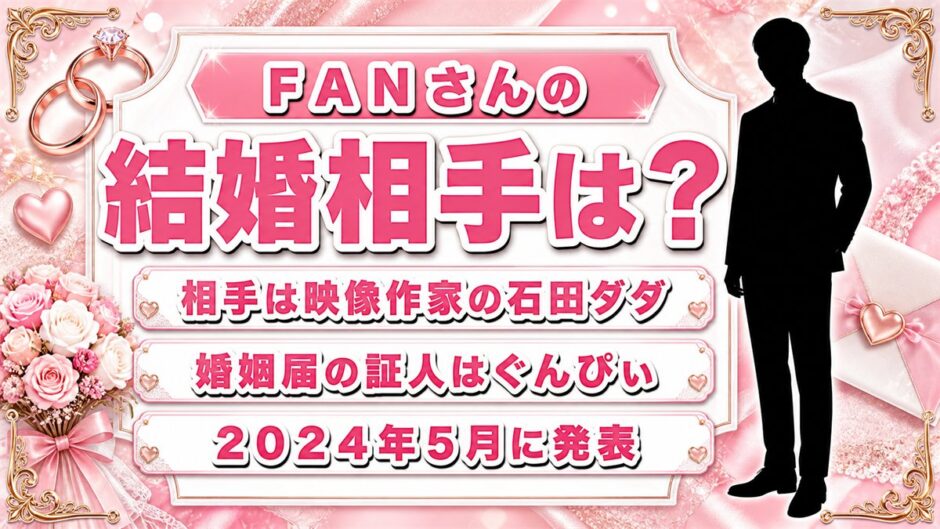 FANさんの結婚相手は映像作家の石田ダダ！婚姻届の証人はぐんぴぃだった