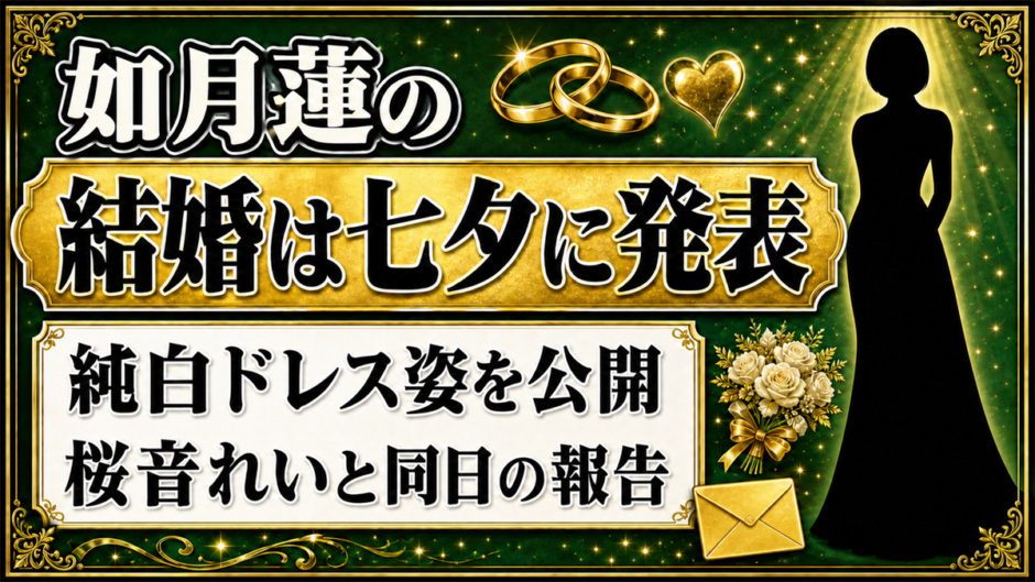 如月蓮の結婚は七夕の日に発表！純白ドレス姿と桜音れいとの同日報告