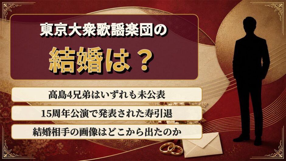 東京大衆歌謡楽団の結婚は4兄弟とも未公表！15周年公演で発表された寿引退の正体