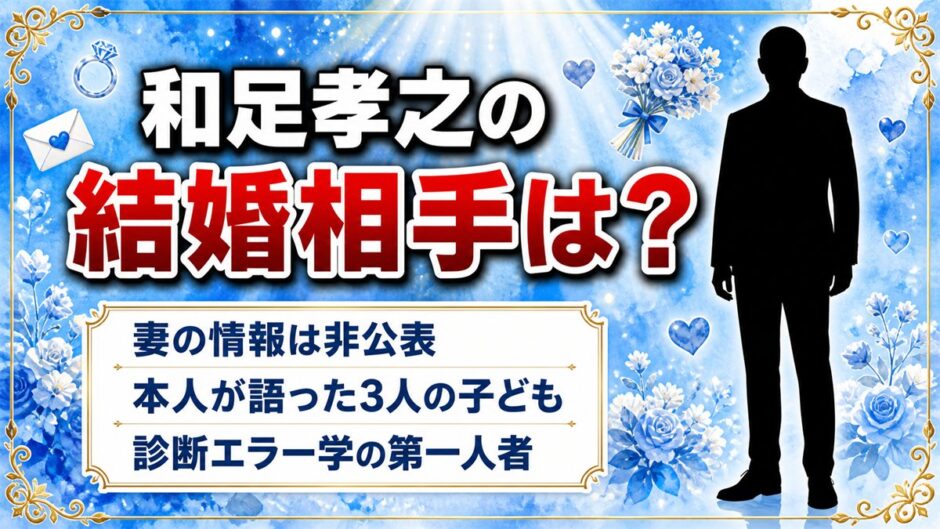 和足孝之の結婚相手は非公表｜「3人の子どもが宝物」と語った医師の家族観