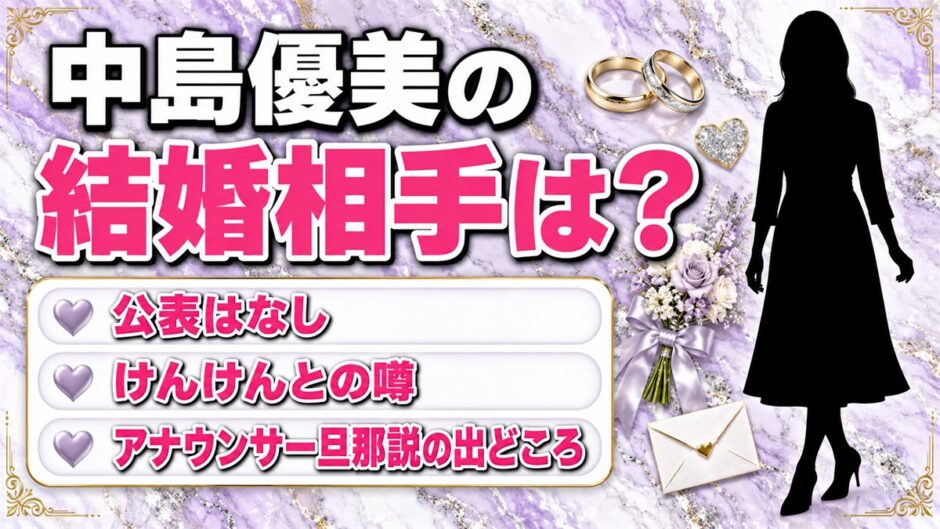中島優美の結婚相手は非公表！けんけんとアナウンサーの旦那説が出たキッカケとは