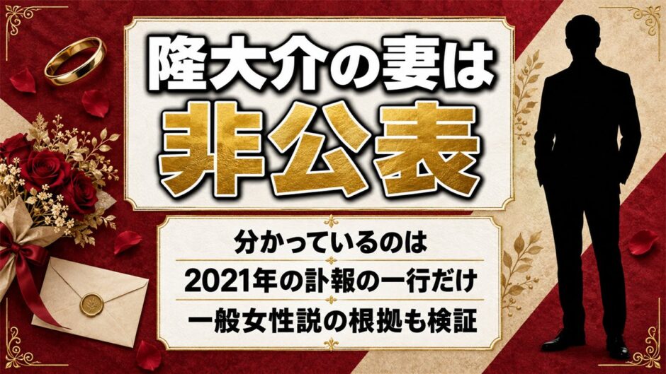 隆大介の妻は非公表！分かっているのは2021年の訃報が伝えた一行だけ