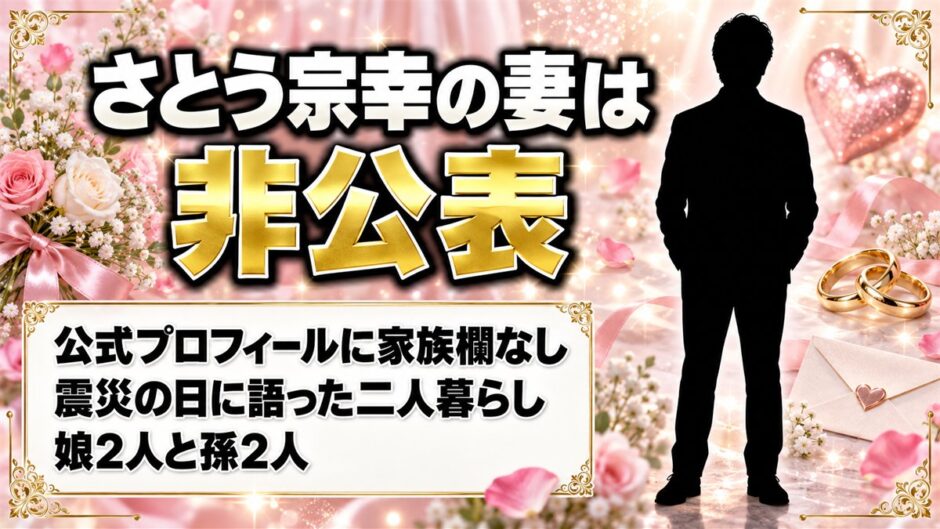 さとう宗幸の妻は非公表！公式プロフィールに家族の欄がない理由とは？